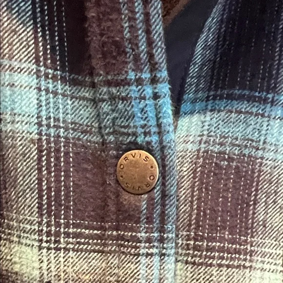 Orvis Orvis Navy and Teal Blue Flannel Shirt Lightweight Jackets Size L - Picture 3 of 7